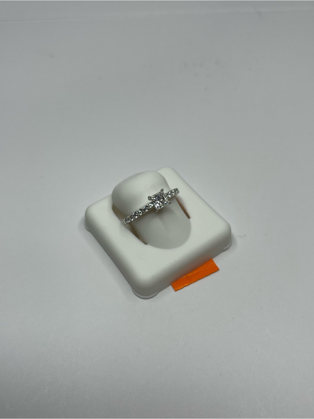 Princess Cut with a half Eternity Band Detail Ring with Moissanite - Size 6